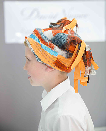 Mundy Junior School pupil Taylor Knowles with his hat. Photo by Fabio De Paola